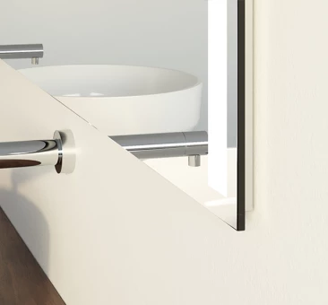 Sleek mirror in cool light mounted on the wall from Abu-Dhabi.