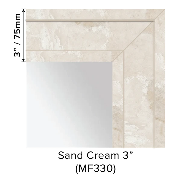 Grand Mirrors 3 inch Vanity Mirror Marble Frame in Sand Cream