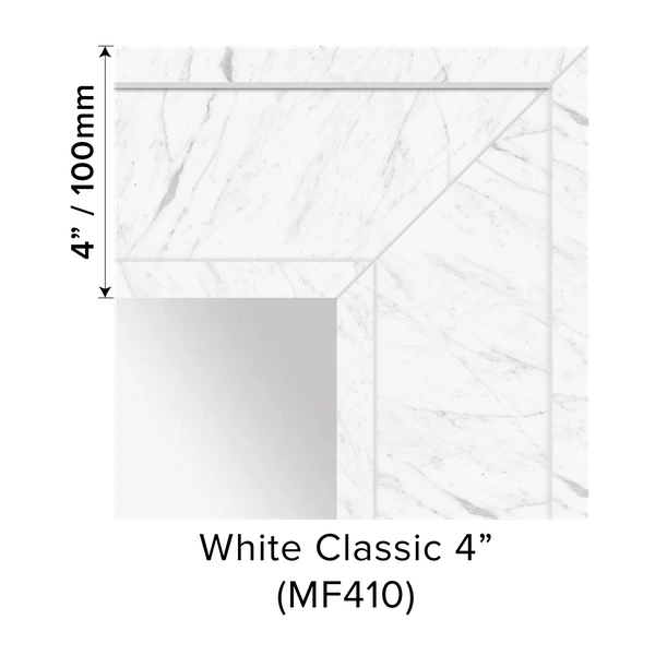 Grand Mirrors 4 inch Vanity Mirror Marble Frame in Classic White