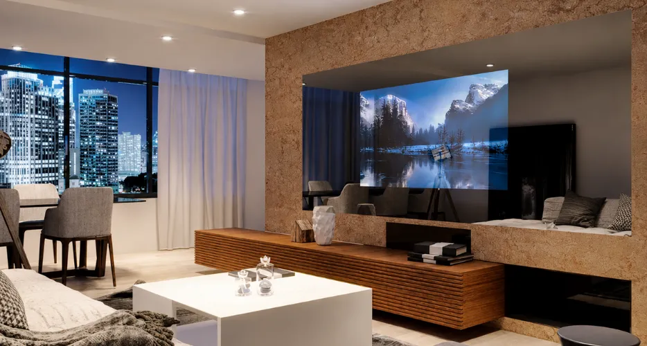 Modern mirror in living room